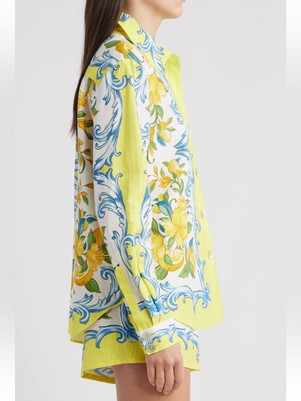 FARM Rio Sicily Scarf Linen Blend Button-Up Shirt Size Small NWT - Picture 3 of 8